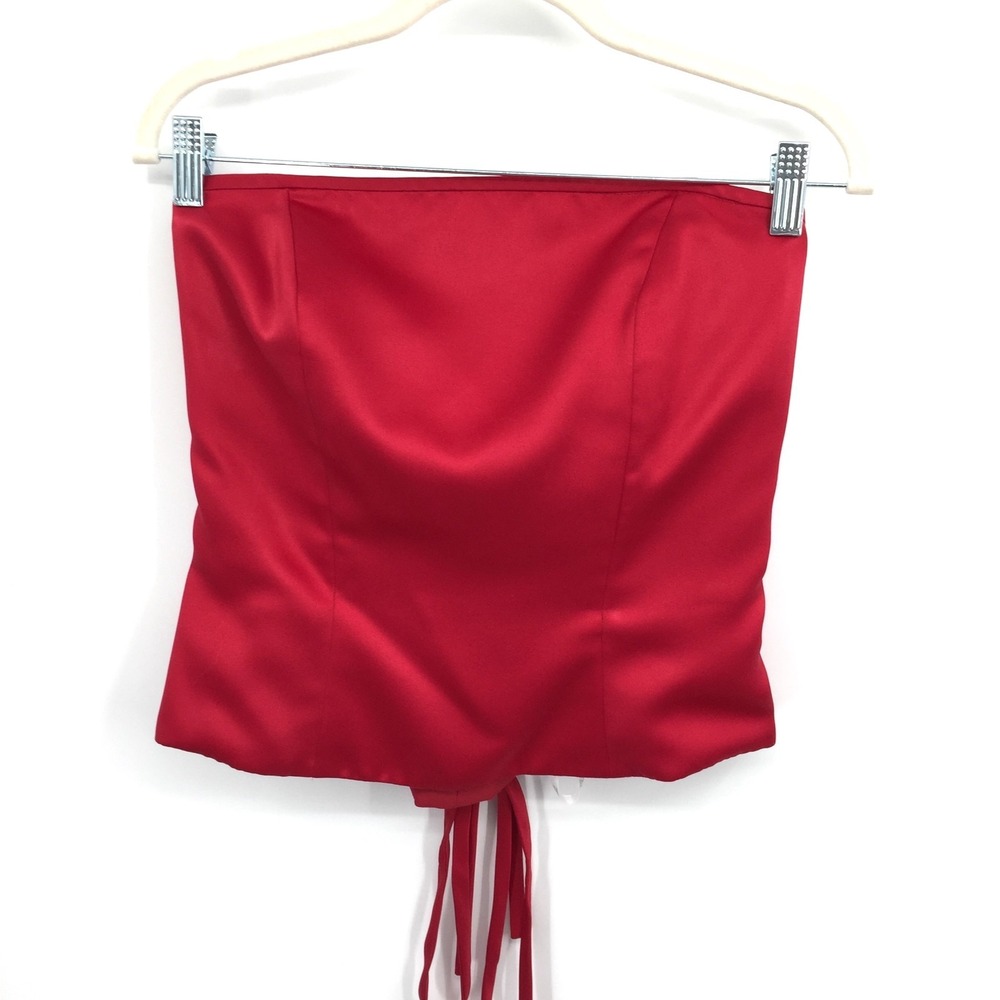 vintage y2k 90s B2 fairycore cottagecore Red silky corset top romantic 10